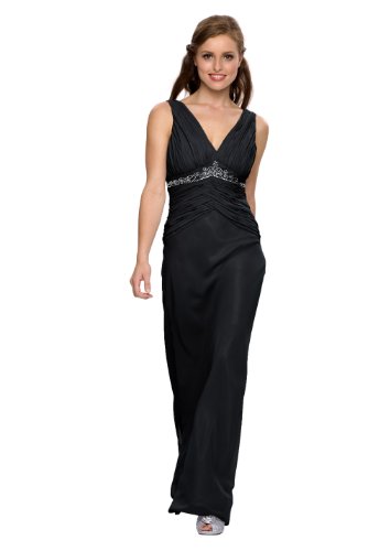 Langes Abendkleid, mit Strass, Perlen, Farbe schwarz, Astrapahl, Gr.38