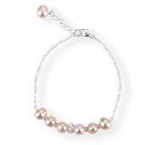 Six Degrees Cultured Pearl Silver Bracelet, Peach Pink