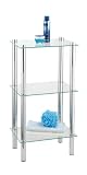 WENKO 15851100 Exclusiv Haushalts- und Badregal Yago - 3 Glas-Ablagen, Chrom, 40 x 74 x 30 cm