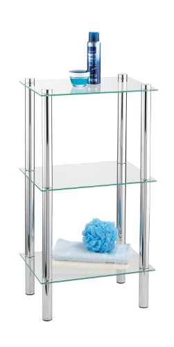 WENKO 15851100 Exclusiv Haushalts- und Badregal Yago - 3 Glas-Ablagen, Chrom, 40 x 74 x 30 cm