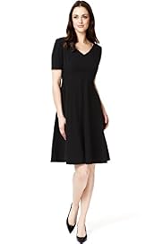 V-Neck Panel Waist Skater Dress