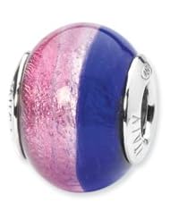 Sterling Silver Pink/Blue Italian Murano Glass Charm