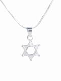 Sterling Silver Gem-Set Star of David CZ Pendant with 18 Snake Chain