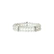 14K White Gold 0.09 ct. Diamond and Fresh Water Pearl Two Row Bracelet - 7"