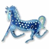 Clearly Charming Prancing Horse Sterling Silver and Enamel Pin