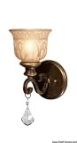Clear Majestic Wood Polished Crystal Draped on a Wrought Iron Wall Sconce Handpainted with a Amber Glass Pattern