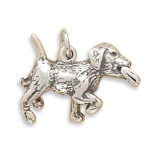 Puppy with Paper Dog Charm Sterling Silver