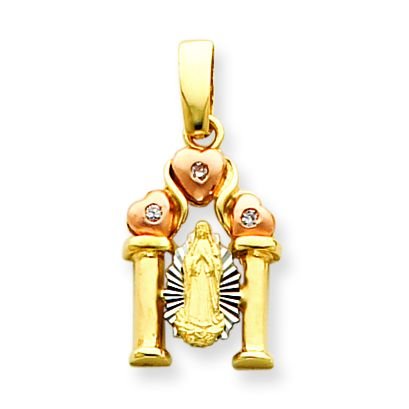 14k Tri color Our Lady of Guadalupe Pendant