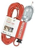 Coleman Cable 05428 50-Foot 16/3 SJT Trouble Light with Safety Orange/Metal Guard, On-Off Switch and Outlet #005428-88-03