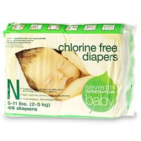 Seventh Generation, Chlorine Free, Hypo-Allergenic Disposable Baby Diapers - Newborn (5-11 lbs.) 46 Diapers