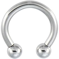 8 Gauge STEEL HORSESHOE Circular Barbell - 5/8 Inches 6 mm ball