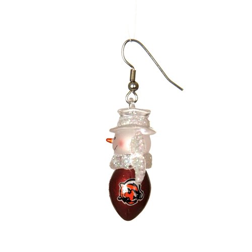 Pack of 10 Pairs of NFL Cincinnati Bengals Snowman Football Earrings