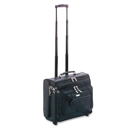 SOLO® Rolling Laptop Case Overnighter - Leather - 16-1 2 x 10 x 14-1 2 - Black