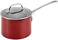 Circulon Genesis Aluminum Nonstick 3-Quart Covered Straining Saucepan, Red