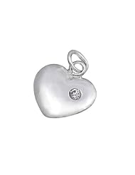 Sterling Silver Heart Clear CZ Love Pendant Best Seller Charm Pure 925 New 16mm with 1mm Box Chain