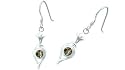 Round Cut Smoky Quartz Dangling Earrings Sterling Silver