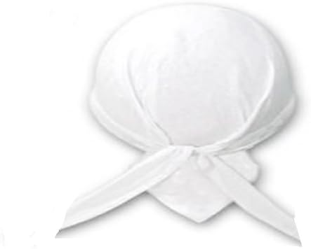 White w/ SWEATBAND Skull Cap aka Bandana Head Wrap Medical Cap Biker Cap
