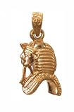18K Egyptian Jewelry Pendants - King Tut Head Pendant (Side)