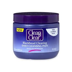 Clean & Clear Blackhead Clearing Daily Cleansing Pads with Scrubbing Beads, Salicylic Acid Acne Medication, 70-Count Pads