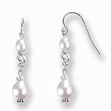 Stardust Silver Twist Bead Cultured Pearl Drop Earrings, White