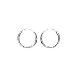 Sterling Silver 10mm U Wire Hoop Earring with 1mm Round Tubing - Great for Kids or Men