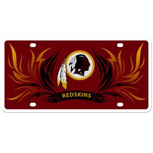 Washington Redskins Flame design Styrene License Plate. Officially Licensed NFL Plate For all Car / SUV / Truck.