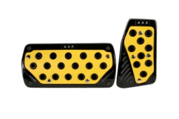 El-Glow Yellow With Black Outer Rim 2pc Automatic Transmission Racing Pedals