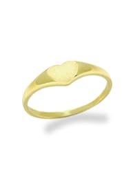 14K Baby Ring Plain Heart Yellow Gold Ring Size 2 To 5 For Baby, Kids And Teens