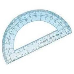 Charles Leonard Inc. Protractor, 6 Inch Open Center, Clear Plastic, 77106)