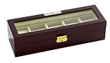Diplomat 31-57514 Cherry Wood Finish with Clear Top and Cream Leather Interior 5 Watch Storage Case on sale
