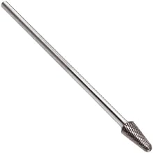 PFERD Tough Series 14 Degree Taper Carbide Bur, Long-Length, Uncoated (Bright) Finish, Double Cut, Radius End