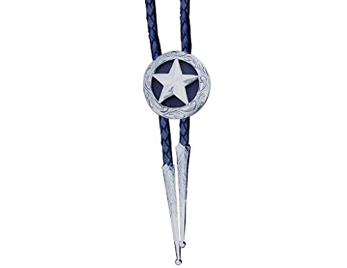 Bar V Ranch Western Mens Bolo Tie Engraved Domed Star Silver 324-001