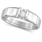Men's 14k White Gold Certified 1/8 ct Diamond Ring