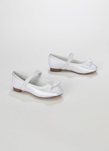 David's Bridal Dyeable Flower Girl Ballet Flat with Grosgrain Bow Style TORRANCE Bridal & Bridesmaid Shoes