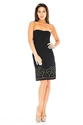 Sexy Strapless Summer Cotton/Jersey/Knit Beaded Above the Knee Short Club Dress/Little Black Dress 
