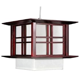 J-144 Modern - 10 Akida Japanese Wood Ricepaper Hanging Shoji Lantern - Cherry Rosewood by ORIENTAL FURNITURE