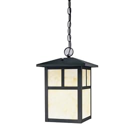 Westinghouse 64831 One-Light Pendant, Textured Black with Honey Art Glass