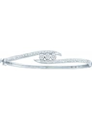 0.50ctw 8.8mm (1/3") Diamond Flower Bangle(He) 14K White Gold