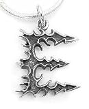 GOTHIC Biker Letter Initial E Sterling Silver Pendant