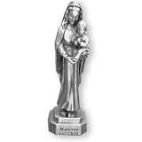 Fine Pewter Madonna and Child 3.5-inch Statue and Prayer Card