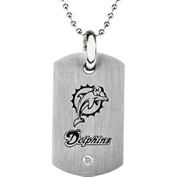 Stainless Steel Miami Dolphins Logo Dog Tag Necklace