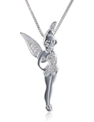 Disney Girls Tinkerbell Sterling Silver Cubic-Zirconia Pendant Necklace, 18"