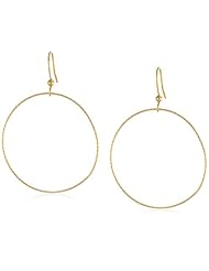 Goldtone Finish Silver Textured Open Circle Drop French Wire Earrings
