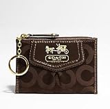 Coach Madison Op Art Brown Mini Skinny Coin Keychain Wallet 43252