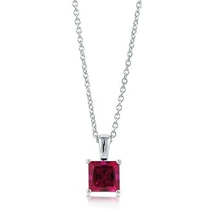 Sterling Silver 925 Ruby Princess CZ Solitaire Pendant N