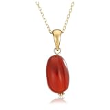 14k Yellow Gold Carnelian Bead Drop Necklace, 16