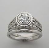 14k White Gold Antique Style Diamond Engagement Ring