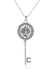 Sterling Silver "Never Drive Faster Then Your Guardian Angel Can Fly" Reversible Key with Angel Pendant Necklace , 18"