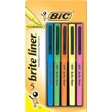 BIC Brite Chisel Tip Liner Highlighter Assorted Ink, 30 Pens, 6 Packs of 5 Pens Each (BLP51W-AST)
