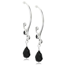 Sterling Silver Black Onyx Swirl Design Earrings by David Sigal by Amazon.com Collection
